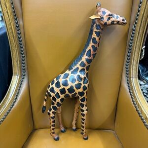 Vintage 1970s Tooled Leather Giraffe Figure Animal Safari Africa Brown